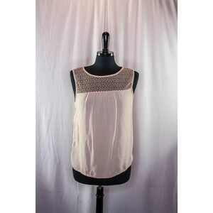 Zara Basic Sleeveless Blouse Top Open Weave Top Trim Blush Peach Pink Si…